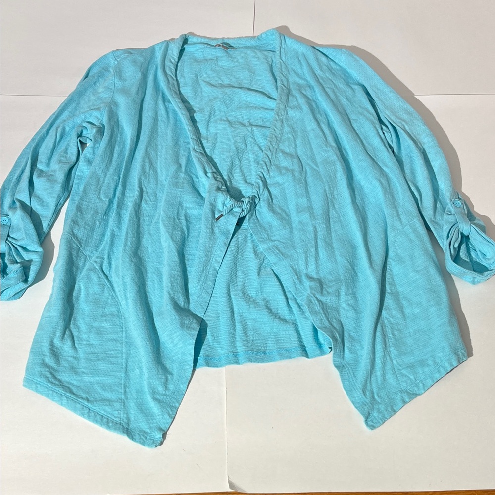 Talbots Aqua Blue Lightweight Long Sleeve Cover Up Summer Cotton Medium